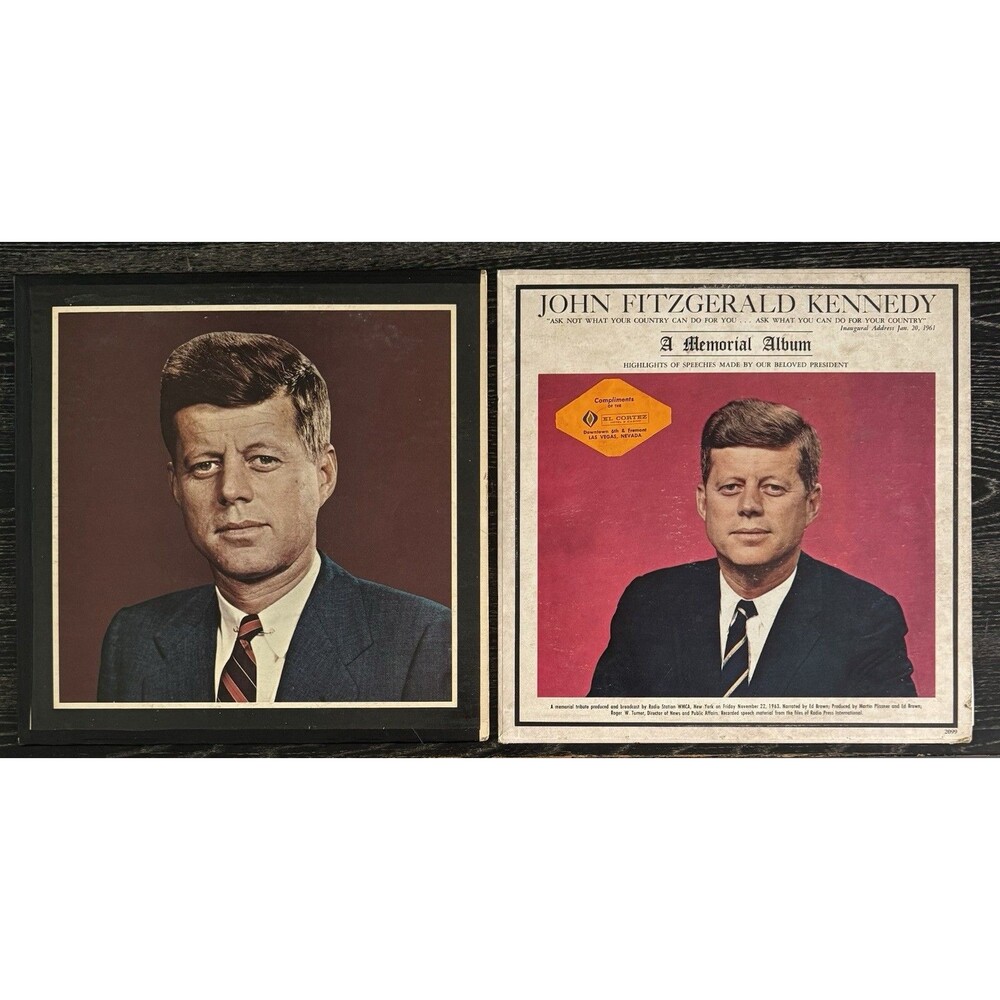 Vtg 2 JFK John F Kennedy Albums LP Memorial Speeches Album Diplomat Records